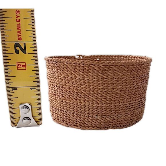 Vintage MINI Sweet Grass Basket Finely Woven Round Trinkets Bohemian Natural - Picture 2 of 15